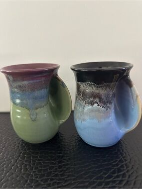 Handcrafted Glazed Ceramic Vases - Green & Blue Drip Finish